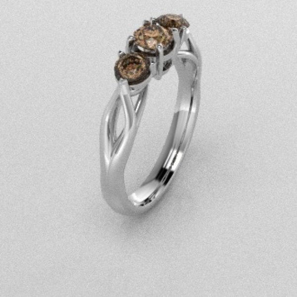 Verlovingsringen Witgoud 18 Karaat Diamant Bruin PR0002
