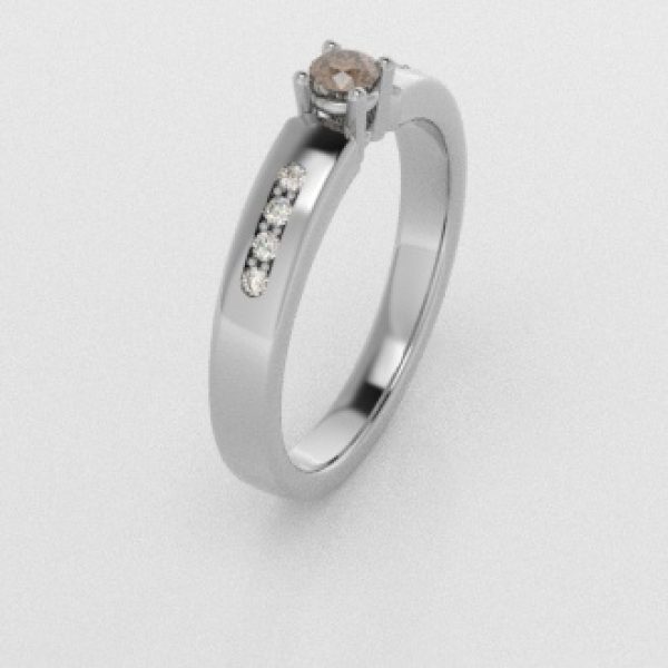 Verlovingsringen Witgoud 18 Karaat Diamant Bruin PR0003