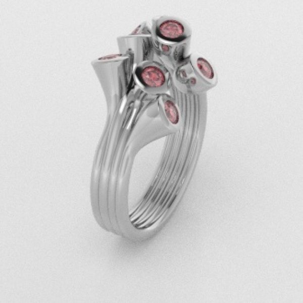 Verlovingsringen Witgoud 18 Karaat Diamant Roze PR0001