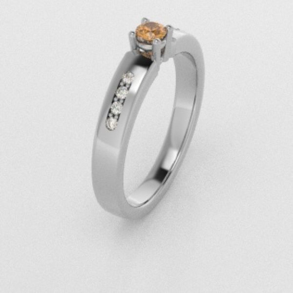 Verlovingsringen Witgoud 18 Karaat Saffier Geel Diamant PR0003