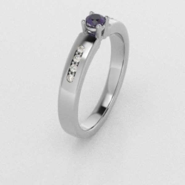 Verlovingsringen Witgoud 18 Karaat Saffier Paars Diamant PR0003