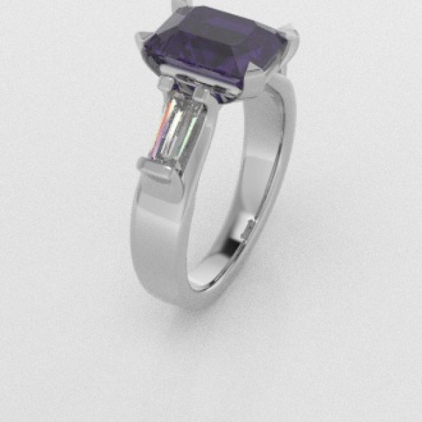 Verlovingsringen Witgoud 18 Karaat Saffier Paars Diamant PR0005