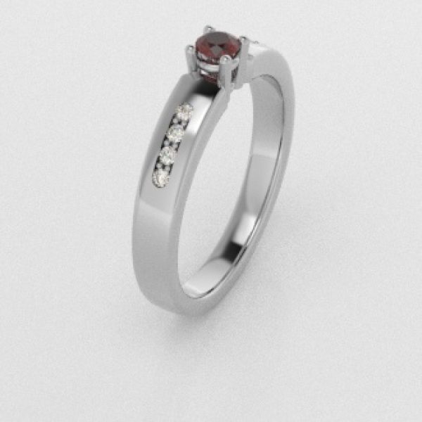 Verlovingsringen Witgoud 18 Karaat Saffier Rood Diamant PR0003