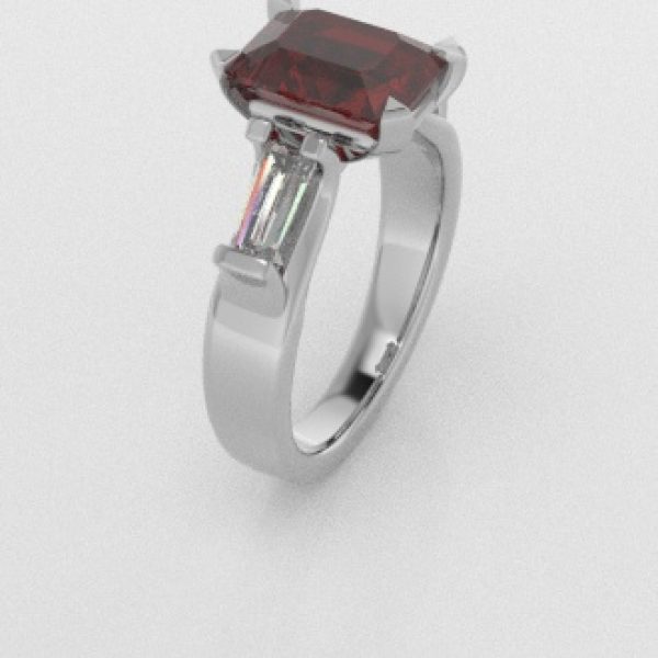 Verlovingsringen Witgoud 18 Karaat Saffier Rood Diamant PR0005