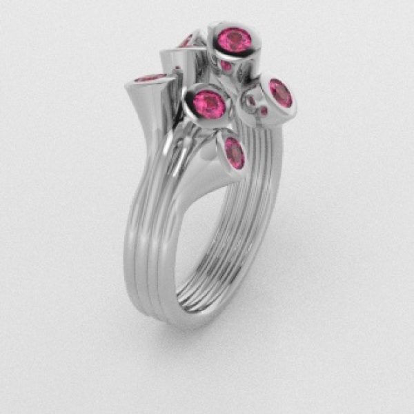 Verlovingsringen Witgoud 18 Karaat Saffier Roze PR0001