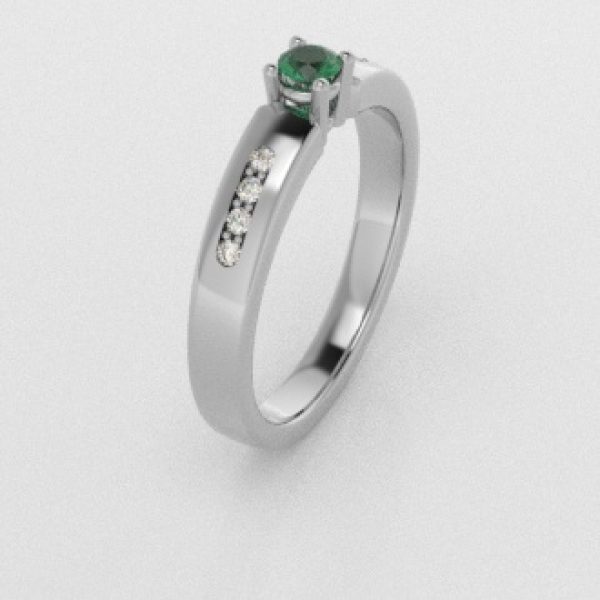 Verlovingsringen Witgoud 18 Karaat Smaragd Diamant PR0003