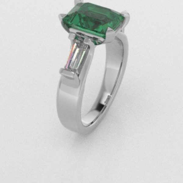 Verlovingsringen Witgoud 18 Karaat Smaragd Diamant PR0005