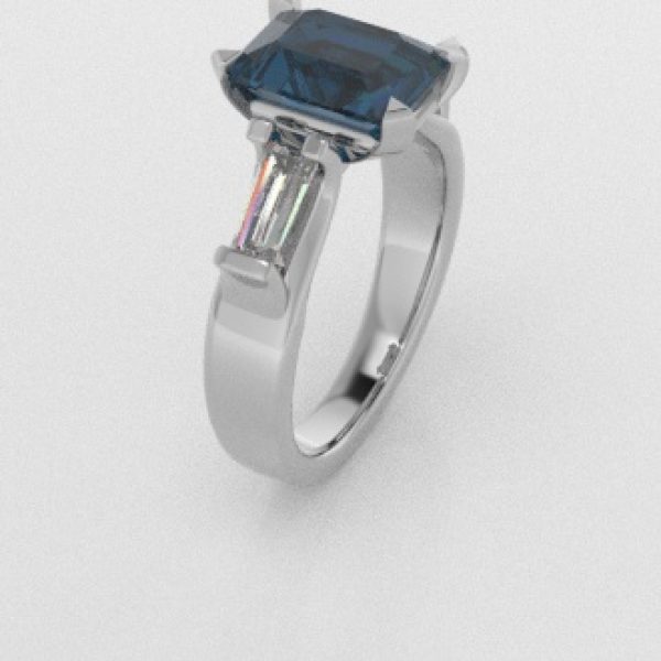 Verlovingsringen Witgoud 18 Karaat Topaas London Blauw Diamant PR0005