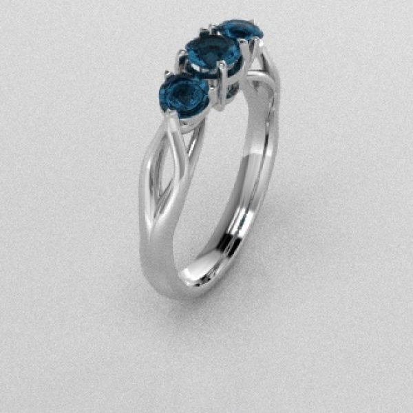 Verlovingsringen Witgoud 18 Karaat Topaas London Blauw PR0002