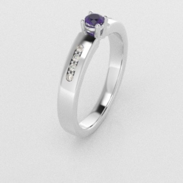 Verlovingsringen Witgoud 9 karaat Amethist Diamant PR0003