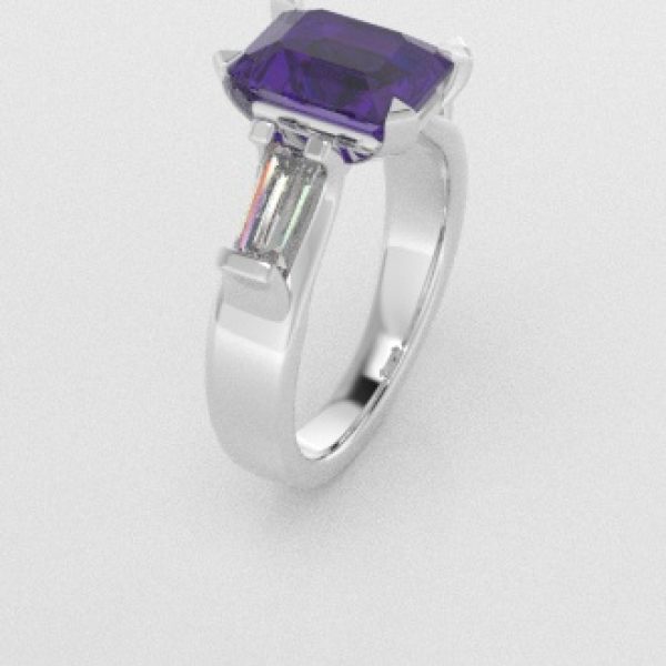 Verlovingsringen Witgoud 9 karaat Amethist Diamant PR0005
