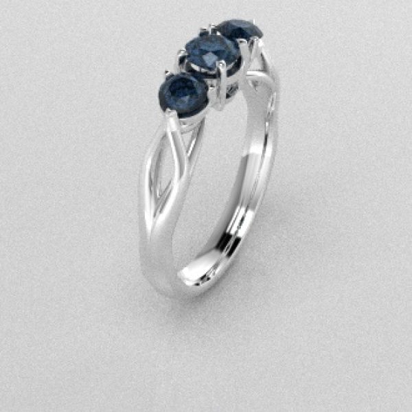 Verlovingsringen Witgoud 9 karaat Diamant Blauw PR0002