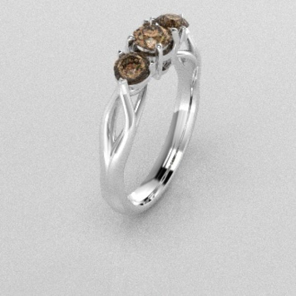 Verlovingsringen Witgoud 9 karaat Diamant Bruin PR0002