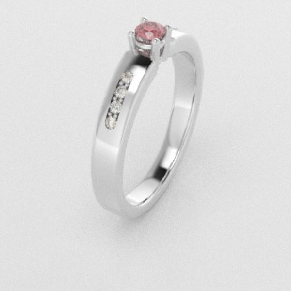 Verlovingsringen Witgoud 9 karaat Diamant Roze PR0003
