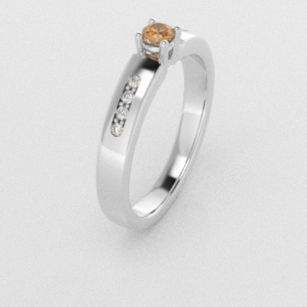 Verlovingsringen Witgoud 9 karaat Saffier Geel Diamant PR0003