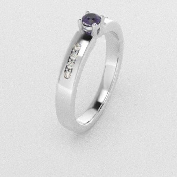 Verlovingsringen Witgoud 9 karaat Saffier Paars Diamant PR0003