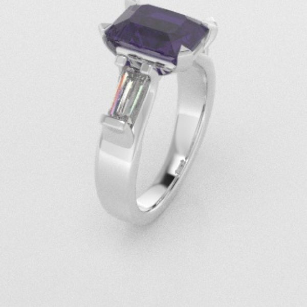 Verlovingsringen Witgoud 9 karaat Saffier Paars Diamant PR0005