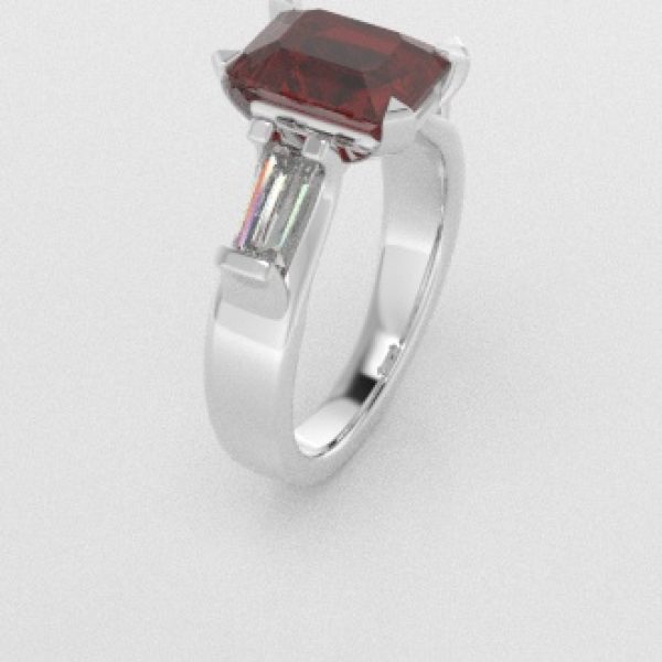 Verlovingsringen Witgoud 9 karaat Saffier Rood Diamant PR0005