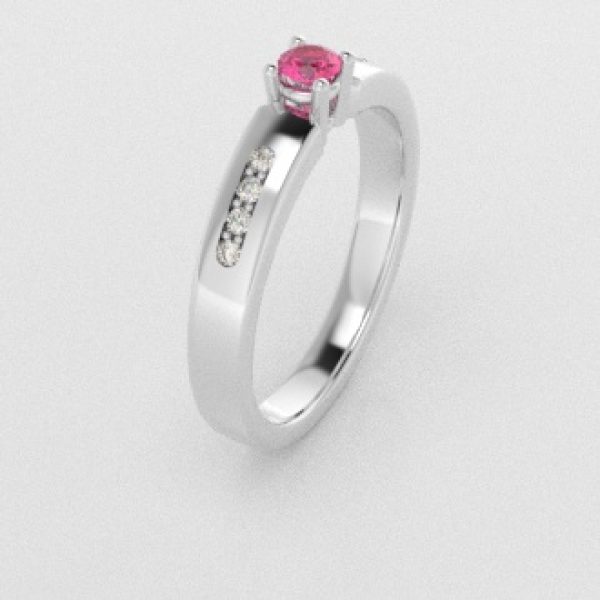 Verlovingsringen Witgoud 9 karaat Saffier Roze Diamant PR0003