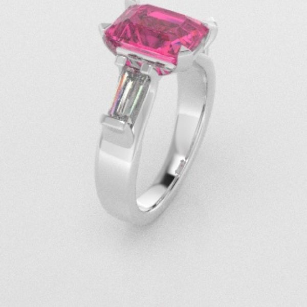 Verlovingsringen Witgoud 9 karaat Saffier Roze Diamant PR0005