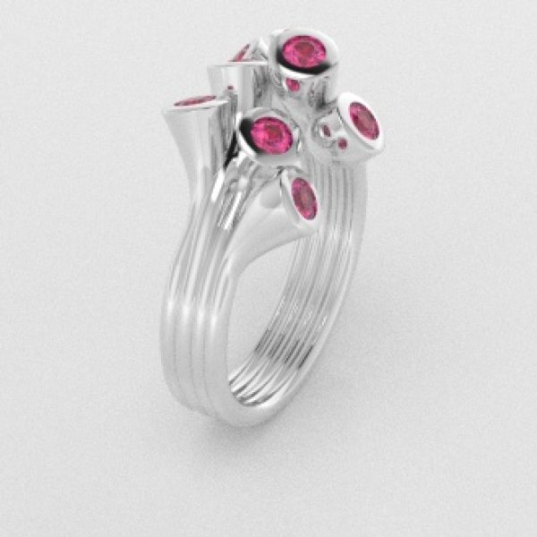 Verlovingsringen Witgoud 9 karaat Saffier Roze PR0001