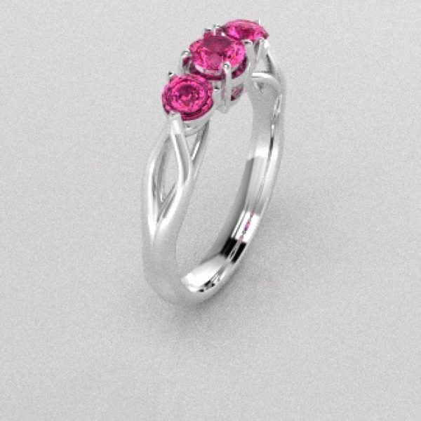 Verlovingsringen Witgoud 9 karaat Saffier Roze PR0002