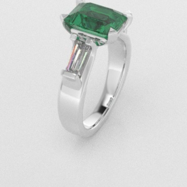 Verlovingsringen Witgoud 9 karaat Smaragd Diamant PR0005