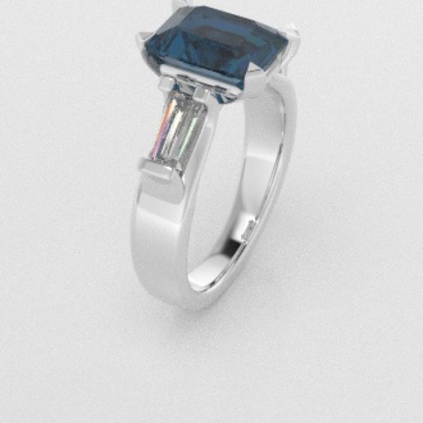 Verlovingsringen Witgoud 9 karaat Topaas London Blauw Diamant PR0005