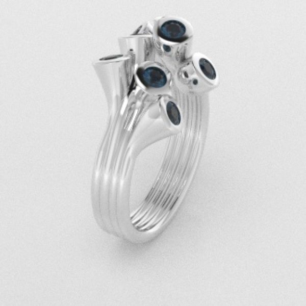 Verlovingsringen Witgoud 9 karaat Topaas London Blauw PR0001