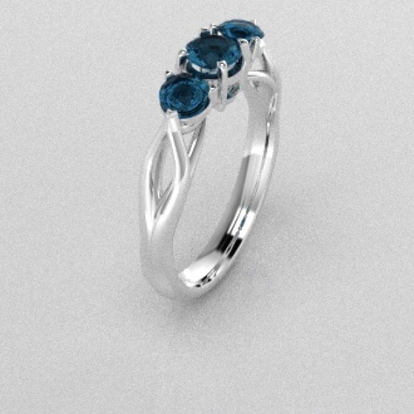 Verlovingsringen Witgoud 9 karaat Topaas London Blauw PR0002